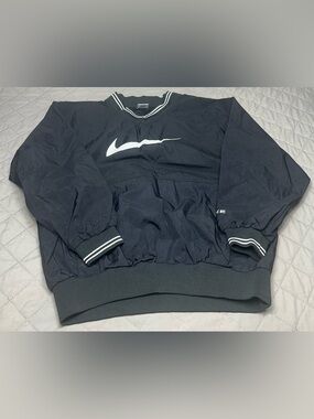 Nike Black Pullover Windbreaker with White Swoosh